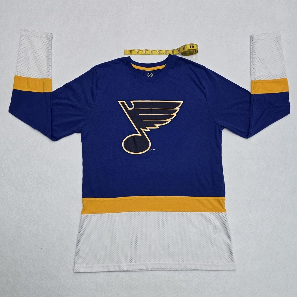 NHL St. Louis Blues Mens Blue Yellow Colorblock Long Sleeve Shirt Medium - Picture 13 of 16